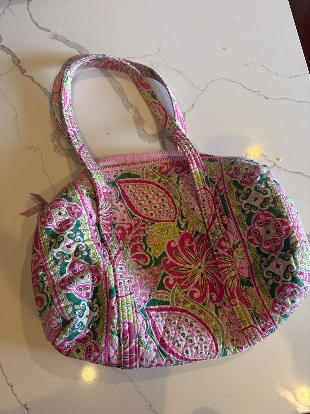 Vera Bradley Pink Paisley Quilted Tote Bag - Floral Pattern MGM - Picture 2 of 8